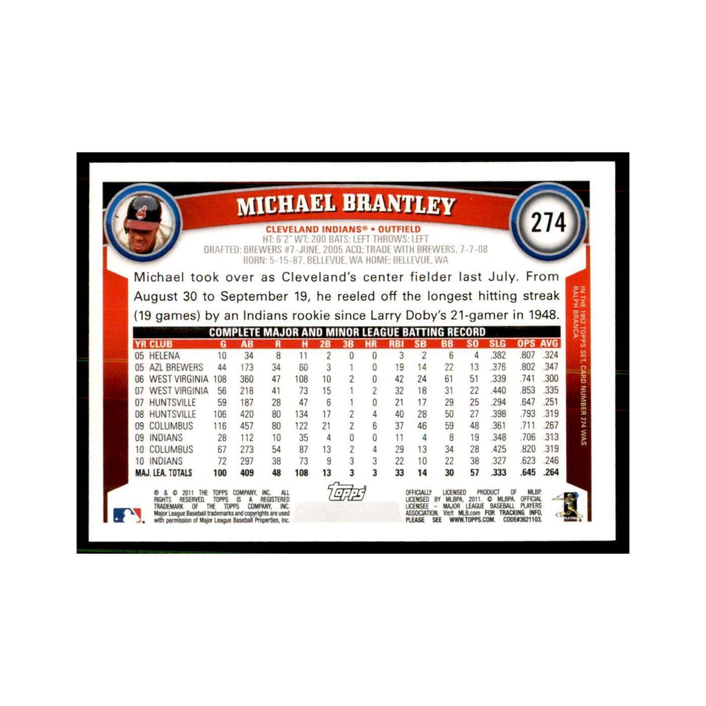 2011 Topps Michael Brantley Baseball Cards #274