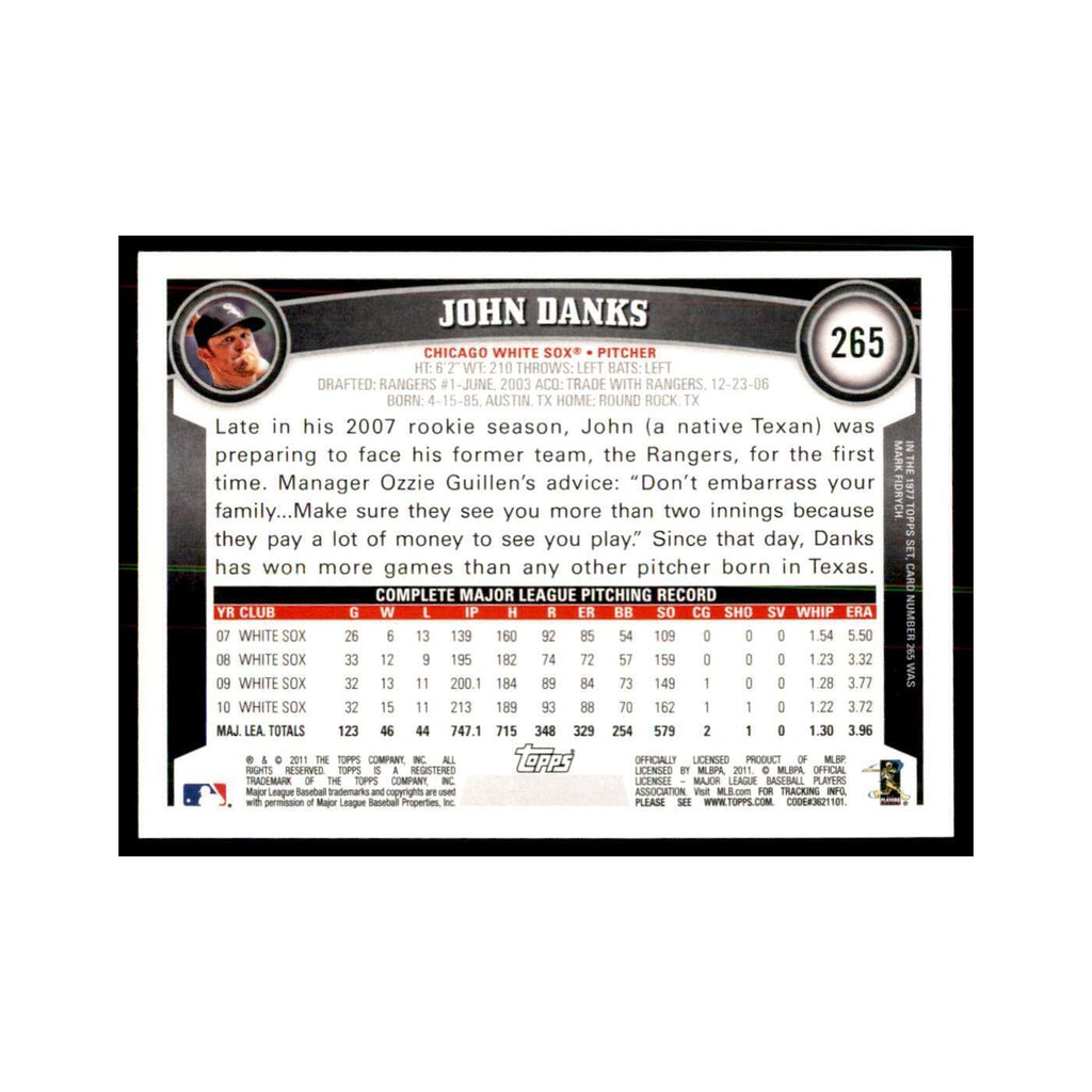 2011 Topps John Danks Baseball Cards #265
