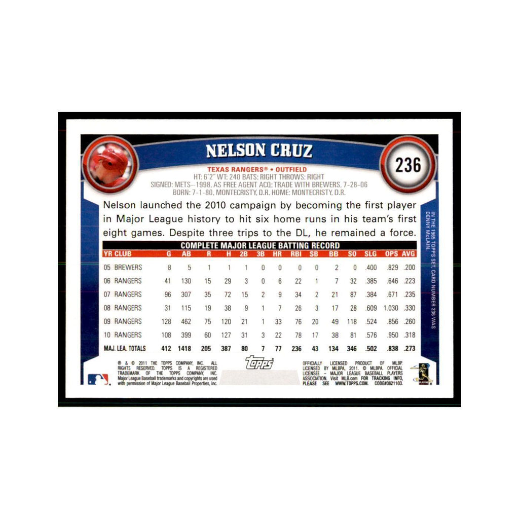 2011 Topps Nelson Cruz Baseball Cards #236