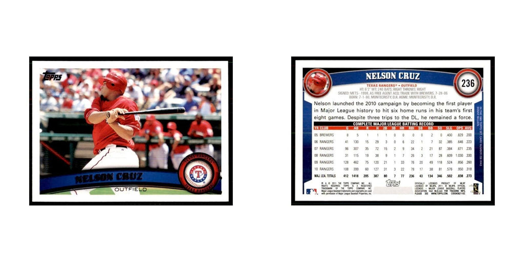 2011 Topps Nelson Cruz Baseball Cards #236