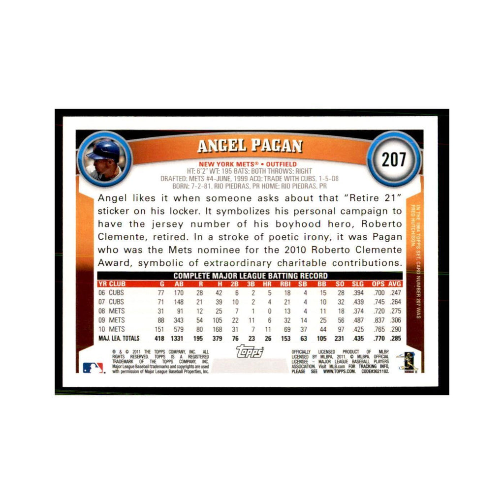 2011 Topps Angel Pagan Baseball Cards #207