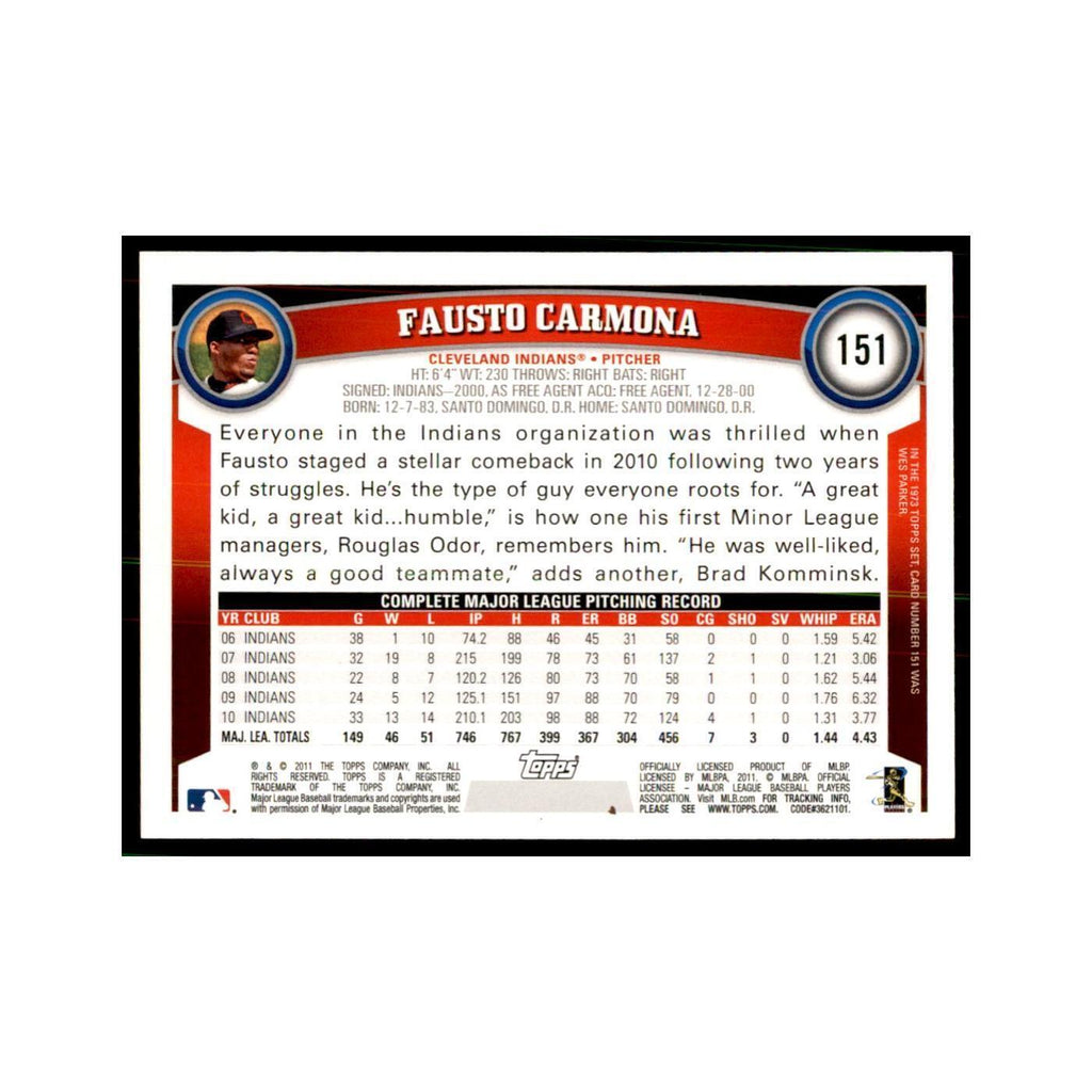 2011 Topps Fausto Carmona Baseball Cards #151