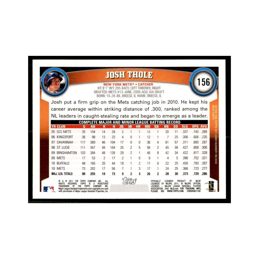 2011 Topps Josh Thole Baseball Cards #156
