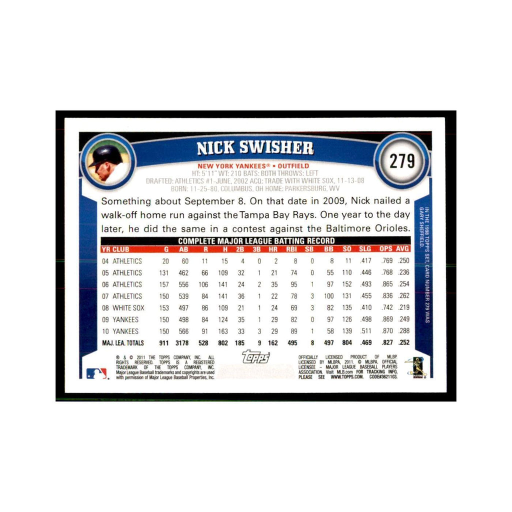 2011 Topps Nick Swisher Baseball Cards #279