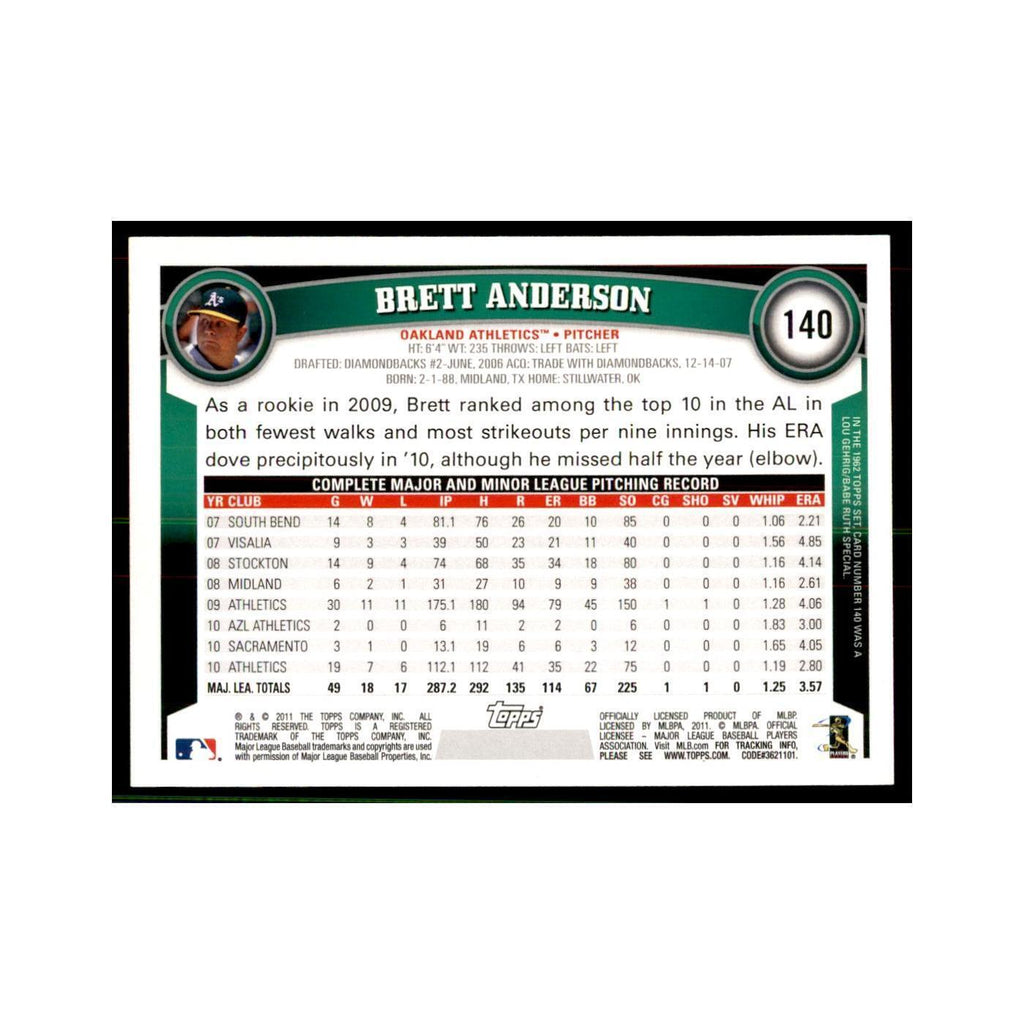 2011 Topps Brett Anderson Baseball Cards #140