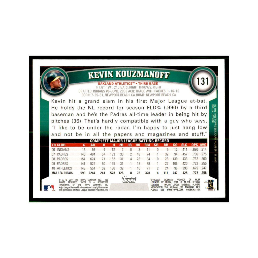 2011 Topps Kevin Kouzmanoff Baseball Cards #131