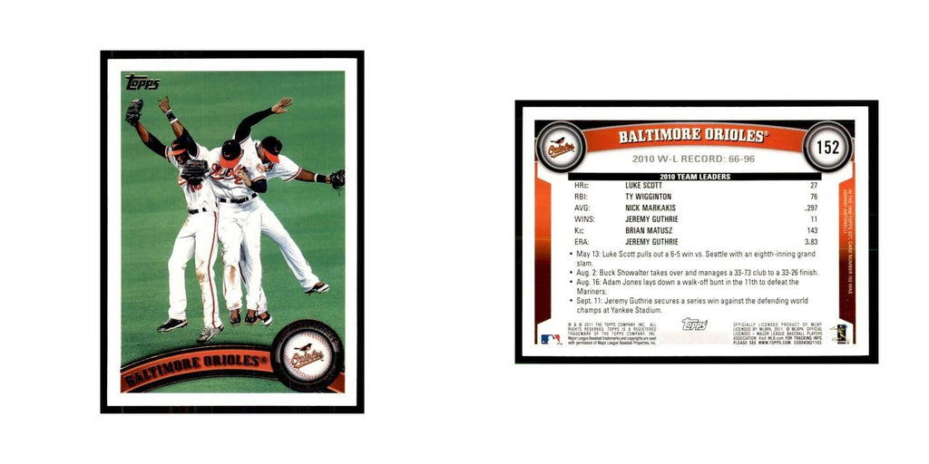 2011 Topps Baltimore Orioles Baseball Cards #152