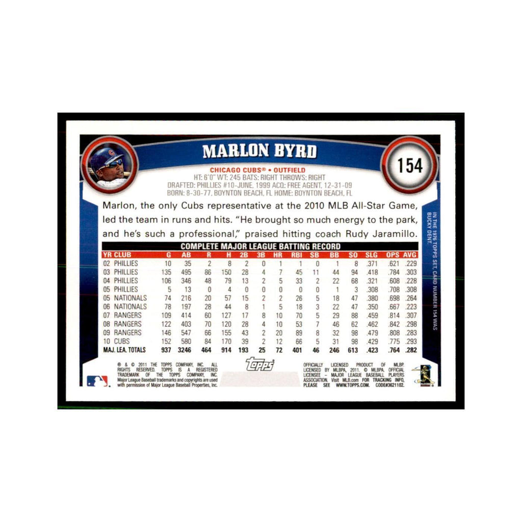 2011 Topps Marlon Byrd Baseball Cards #154