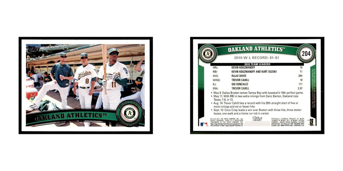 2011 Topps Oakland Athletics Baseball Cards #204