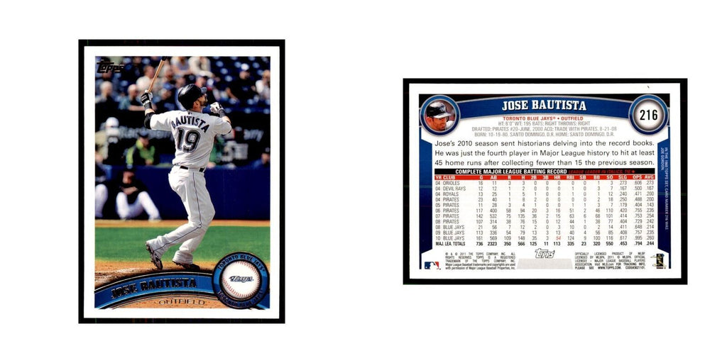 2011 Topps Jose Bautista Baseball Cards #216