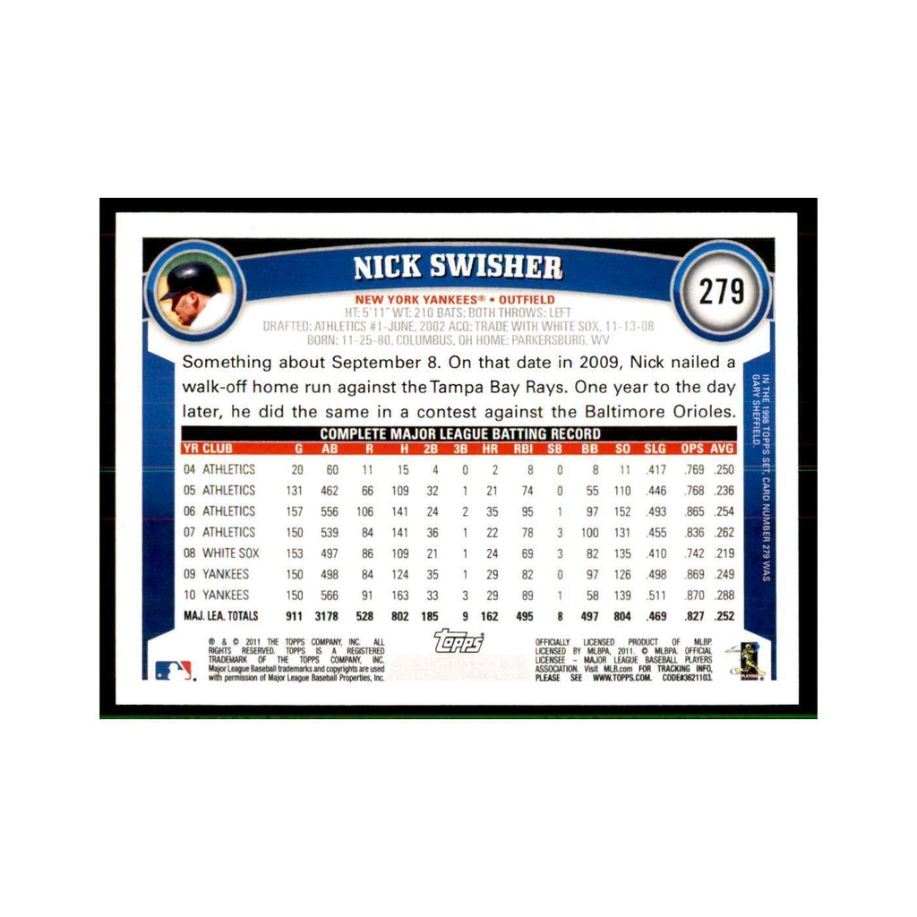 2011 Topps Nick Swisher Baseball Cards #279