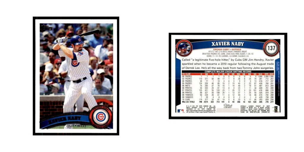 2011 Topps Xavier Nady Baseball Cards #137