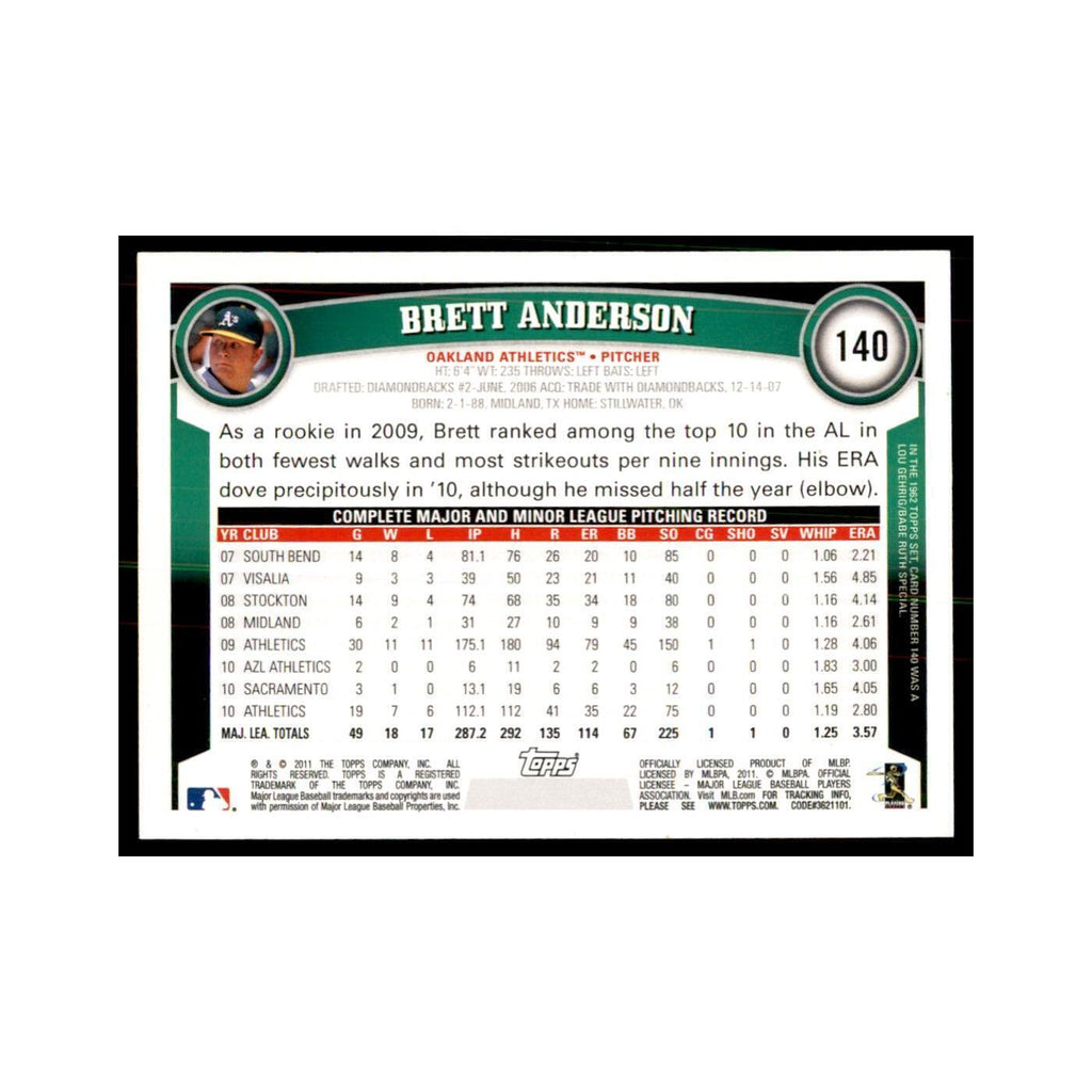 2011 Topps Brett Anderson Baseball Cards #140