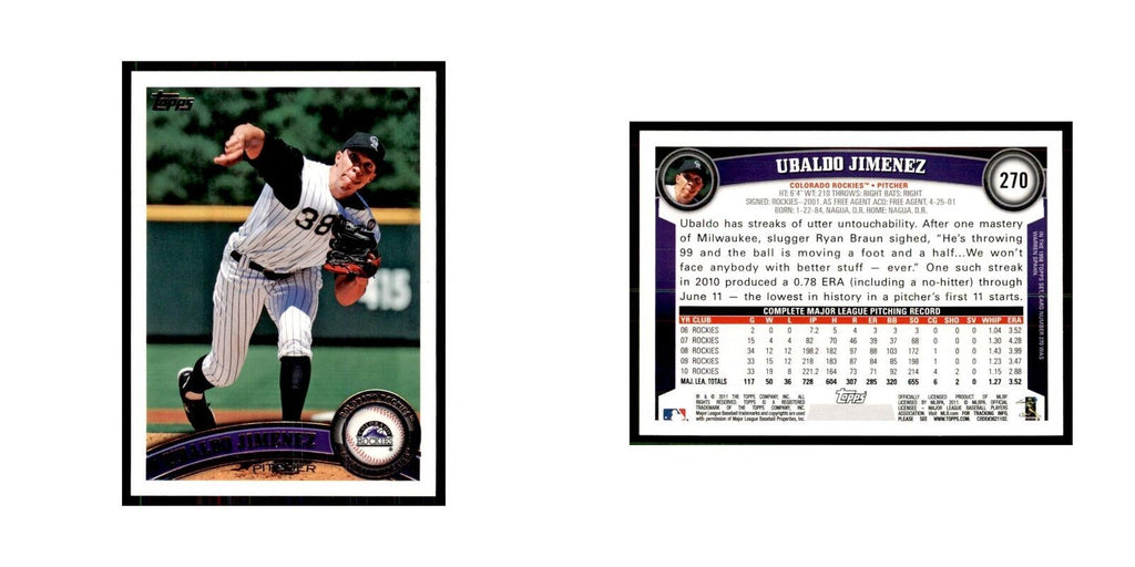 2011 Topps Ubaldo Jimenez Baseball Cards #270