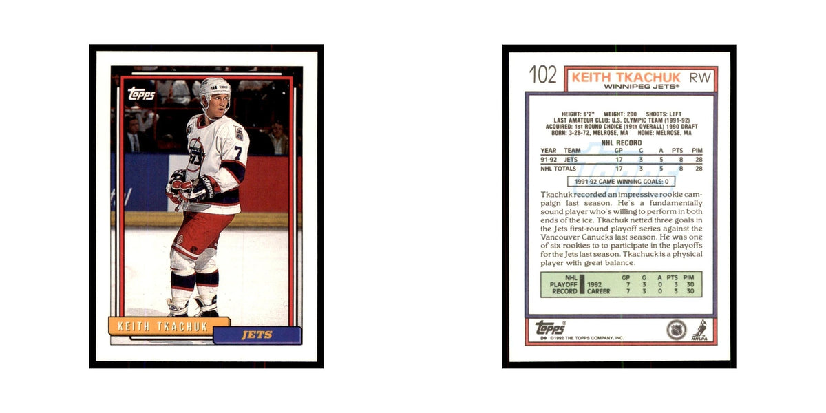 Keith Tkachuk 1992 Topps #102 Hockey Cards Hockey Card NM