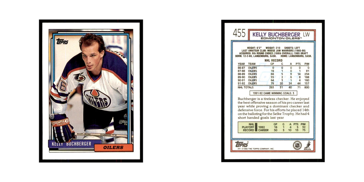 Kelly Buchberger 1992 Topps #455 Hockey Cards Hockey Card NM