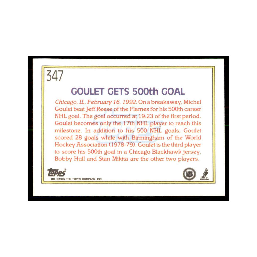 Michel Goulet 1992 Topps #347 Hockey Cards Hockey Card NM