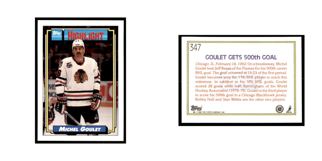 Michel Goulet 1992 Topps #347 Hockey Cards Hockey Card NM