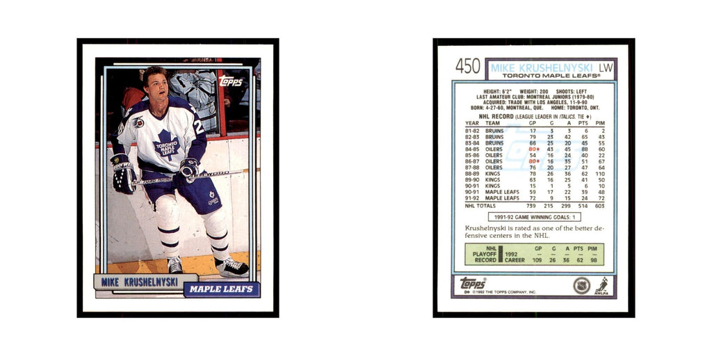 Mike Krushelnyski 1992 Topps #450 Hockey Cards Hockey Card NM