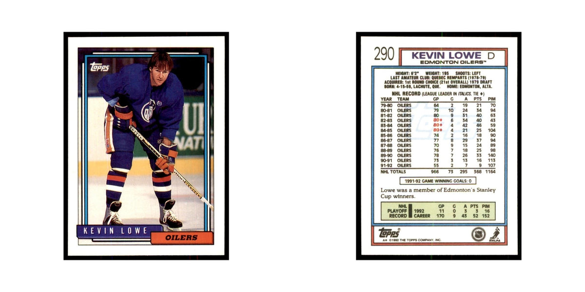 Kevin Lowe 1992 Topps #290 Hockey Cards Hockey Card NM