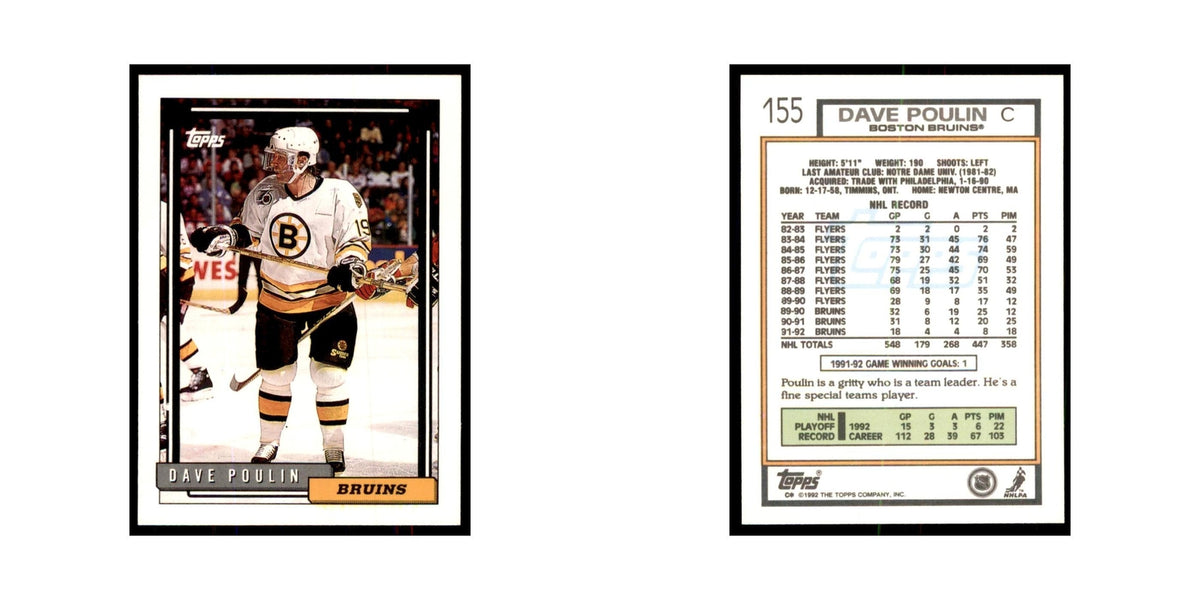 Dave Poulin 1992 Topps #155 Hockey Cards Hockey Card NM