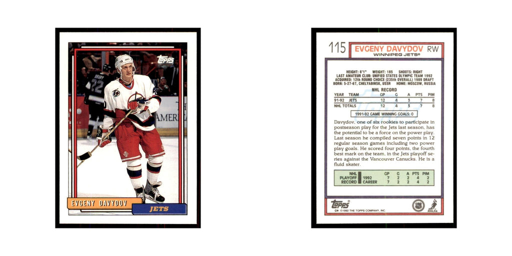 Evgeny Davydov 1992 Topps #115 Hockey Cards Hockey Card NM