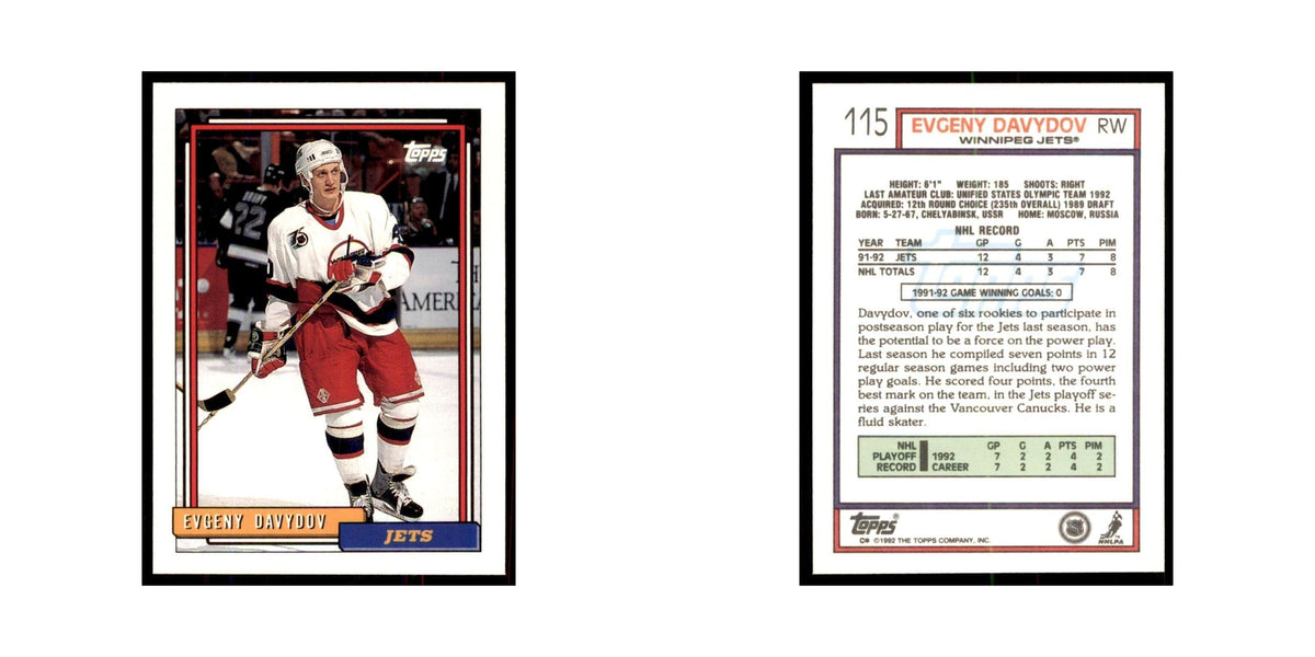 Evgeny Davydov 1992 Topps #115 Hockey Cards Hockey Card NM