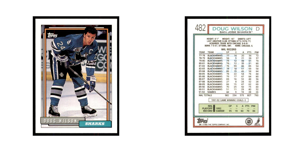 Doug Wilson 1992 Topps #482 Hockey Cards Hockey Card NM