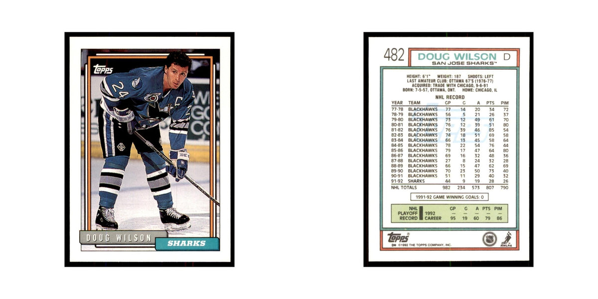 Doug Wilson 1992 Topps #482 Hockey Cards Hockey Card NM