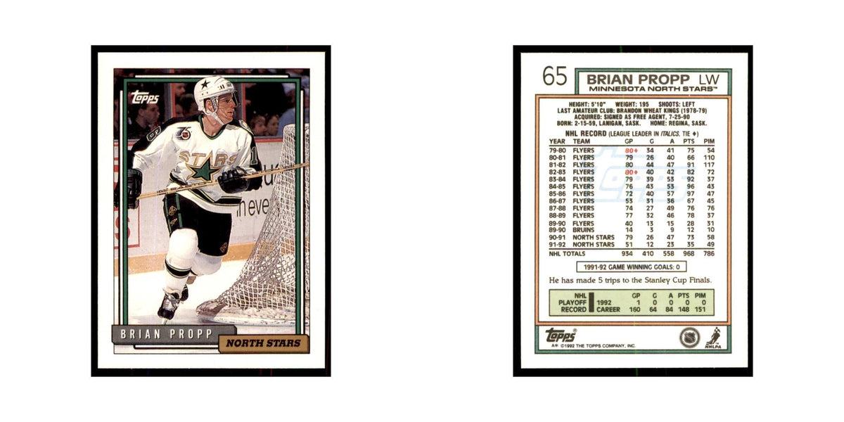 Brian Propp 1992 Topps #65 Hockey Cards Hockey Card NM