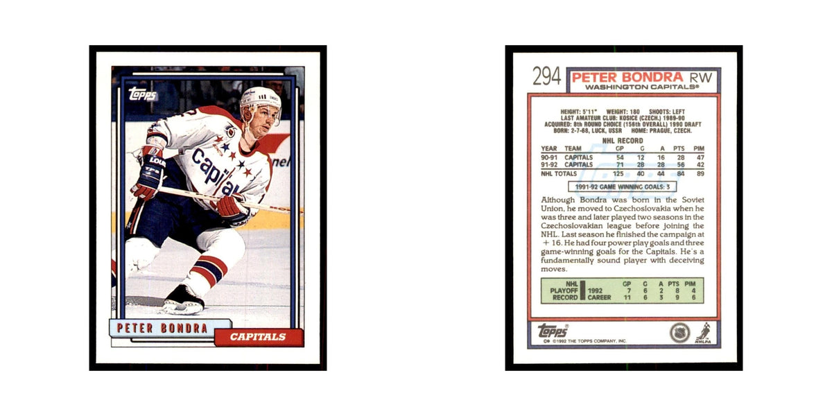 Peter Bondra 1992 Topps #294 Hockey Cards Hockey Card NM