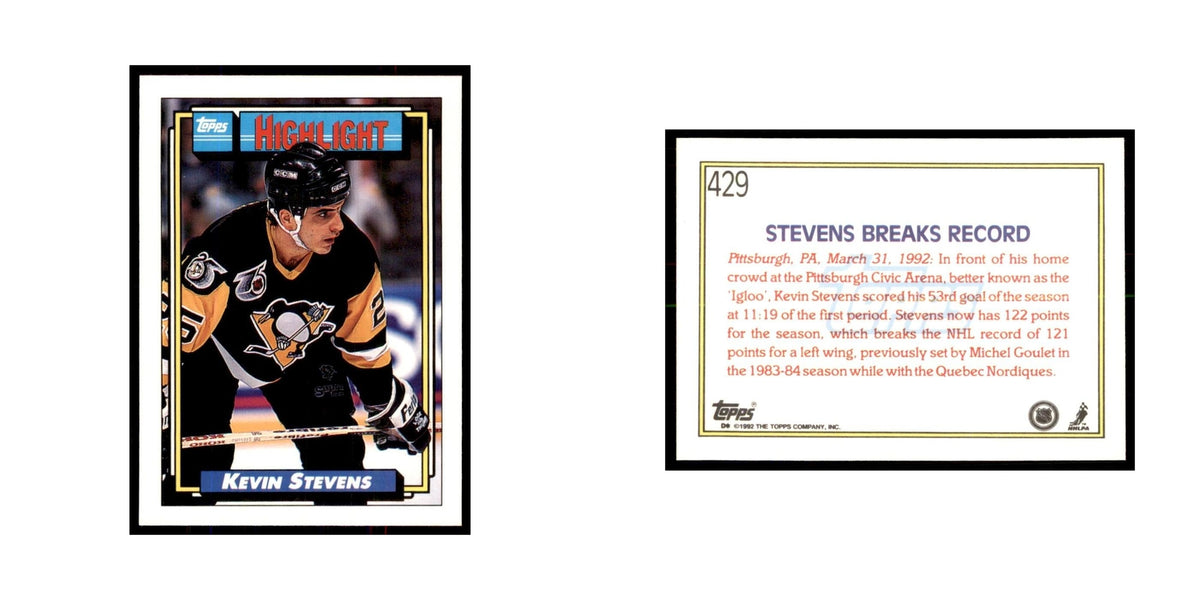 Kevin Stevens 1992 Topps #429 Hockey Cards Hockey Card NM