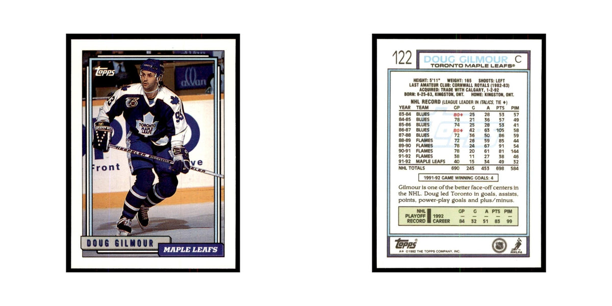 Doug Gilmour 1992 Topps #122 Hockey Cards Hockey Card NM