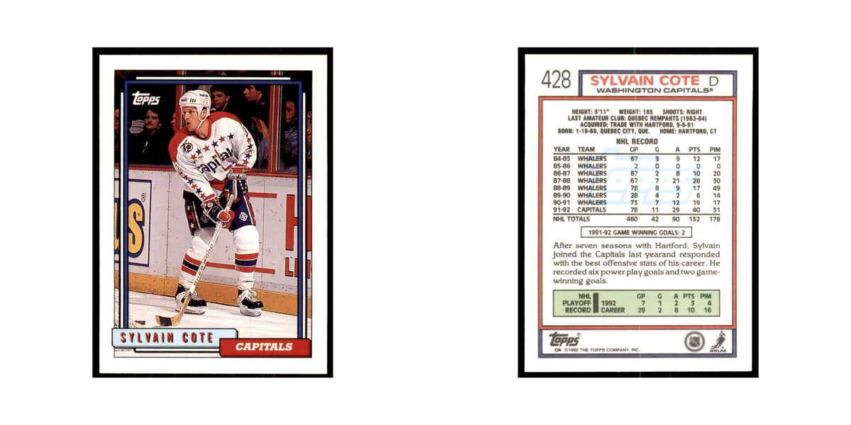 Sylvain Cote 1992 Topps #428 Hockey Cards Hockey Card NM