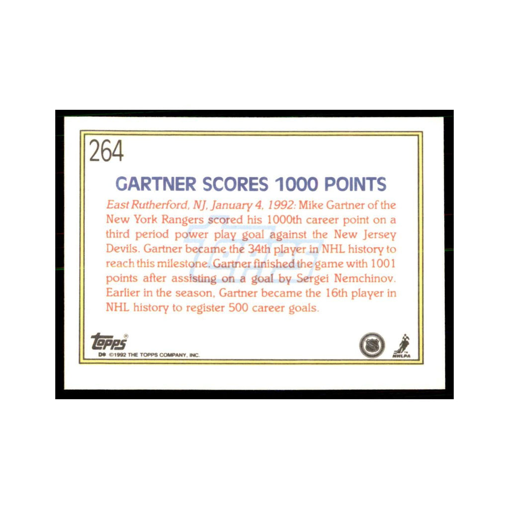 Mike Gartner 1992 Topps #264 Hockey Cards Hockey Card NM
