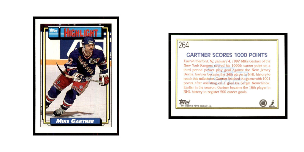 Mike Gartner 1992 Topps #264 Hockey Cards Hockey Card NM
