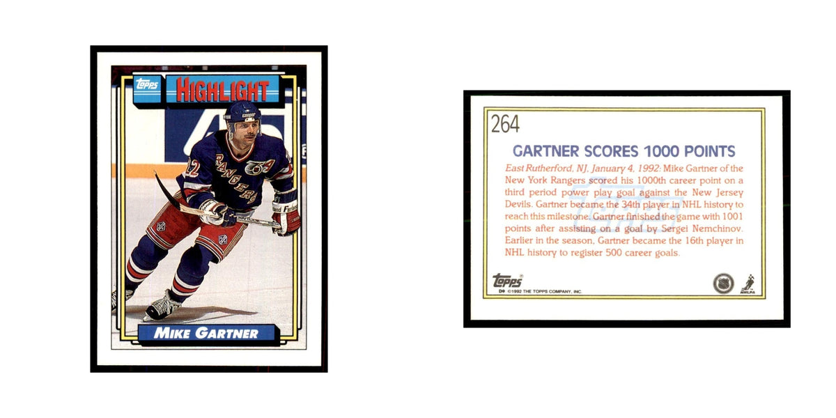 Mike Gartner 1992 Topps #264 Hockey Cards Hockey Card NM