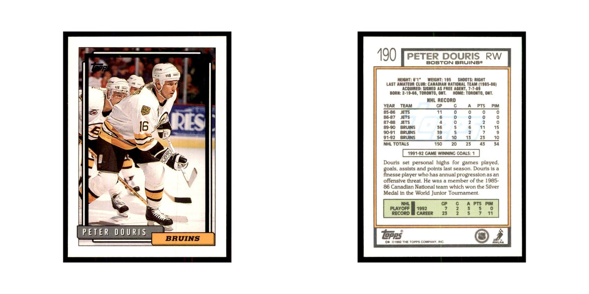 Peter Douris 1992 Topps #190 Hockey Cards Hockey Card NM