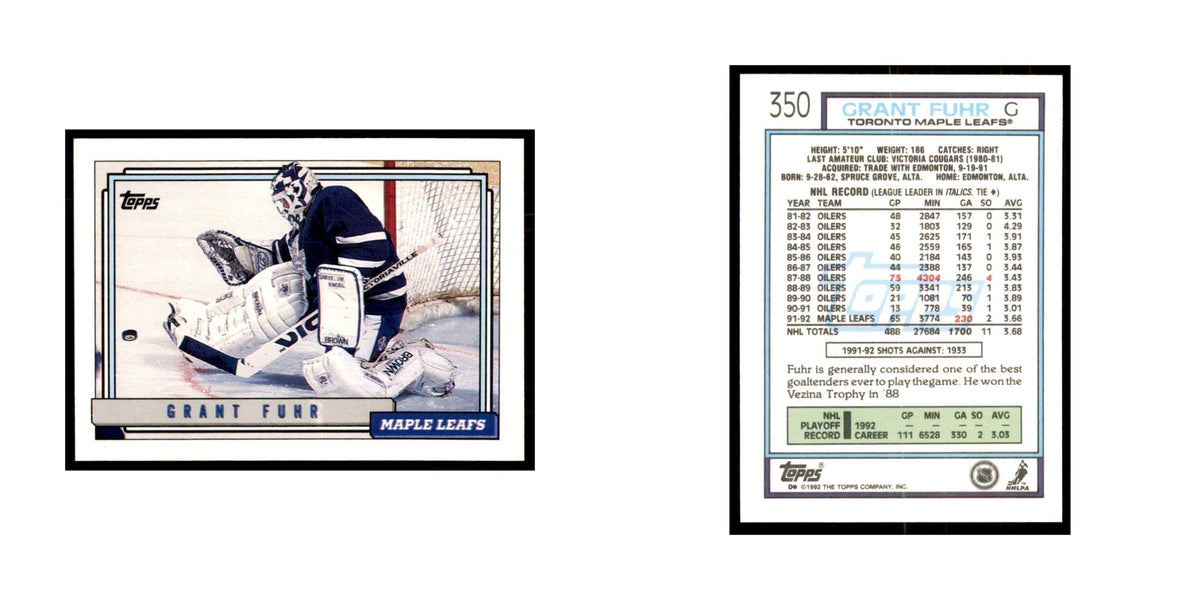 Grant Fuhr 1992 Topps #350 Hockey Cards Hockey Card NM