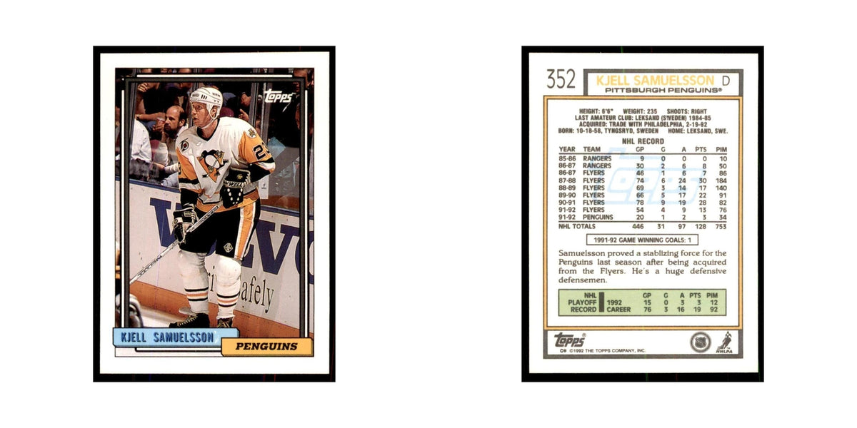 Kjell Samuelsson 1992 Topps #352 Hockey Cards Hockey Card NM