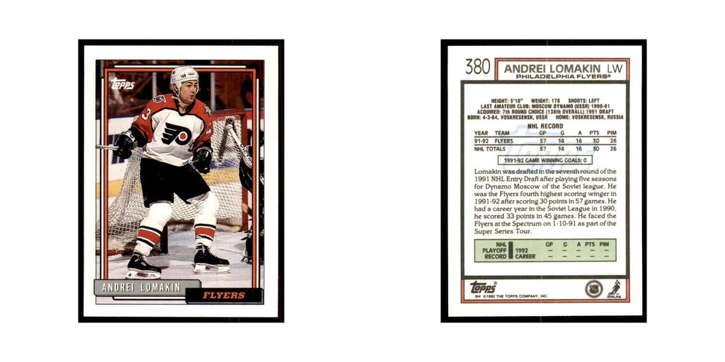 Andrei Lomakin 1992 Topps #380 Hockey Cards Hockey Card NM