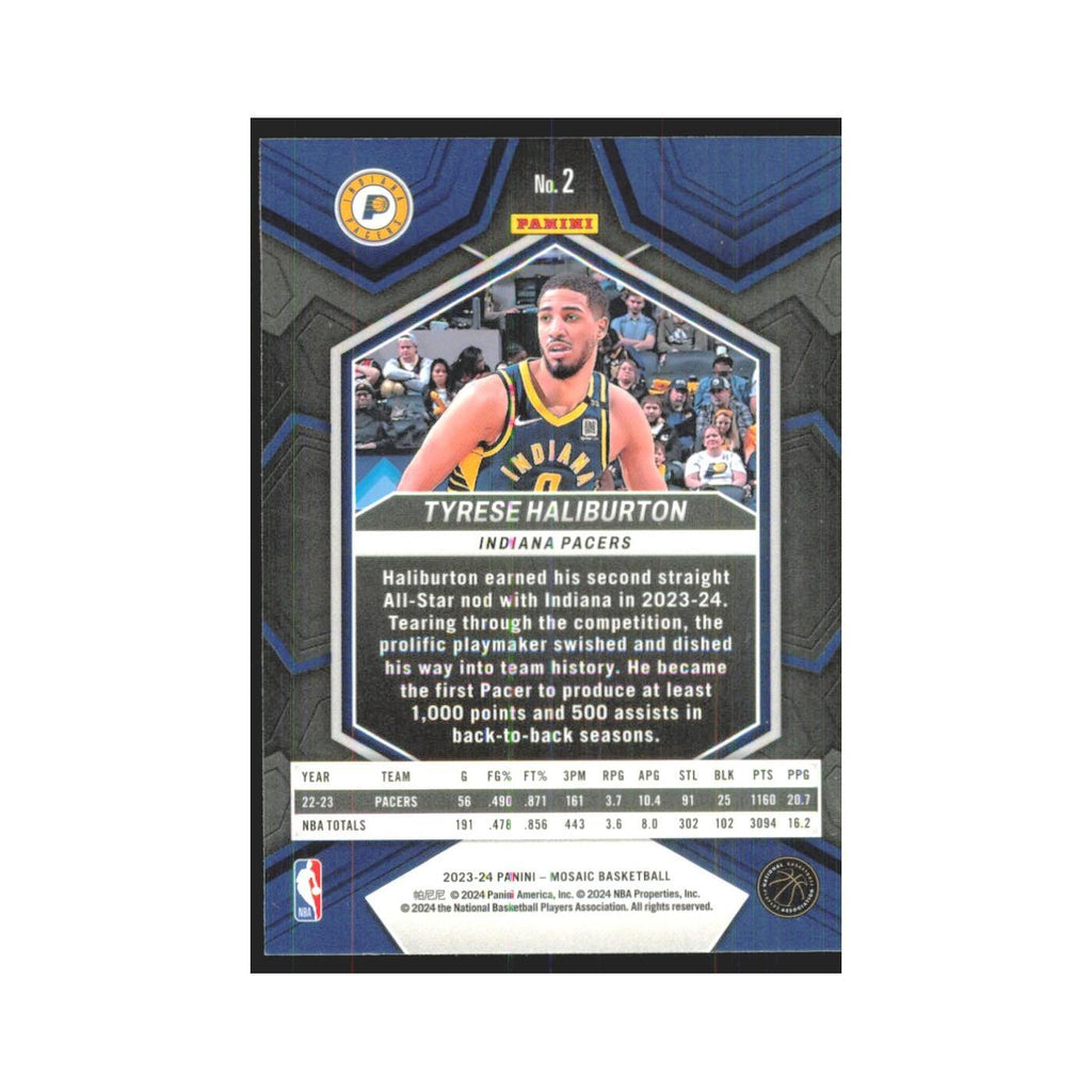 Tyrese Haliburton 2023 Panini Mosaic #2 Indiana Pacers Basketball Card NM