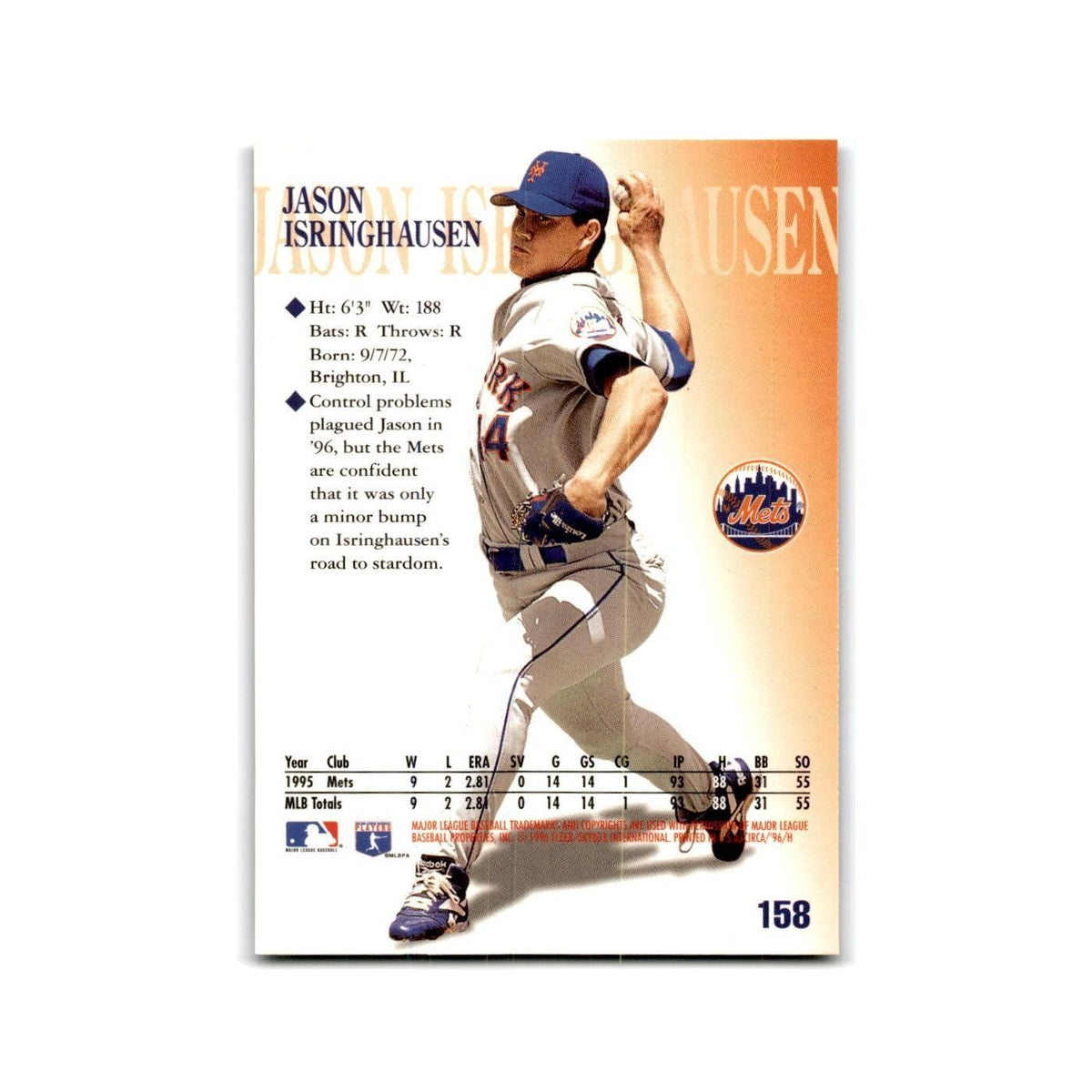 Jason Isringhausen 1996 Circa #158 New York Mets Baseball Card NM