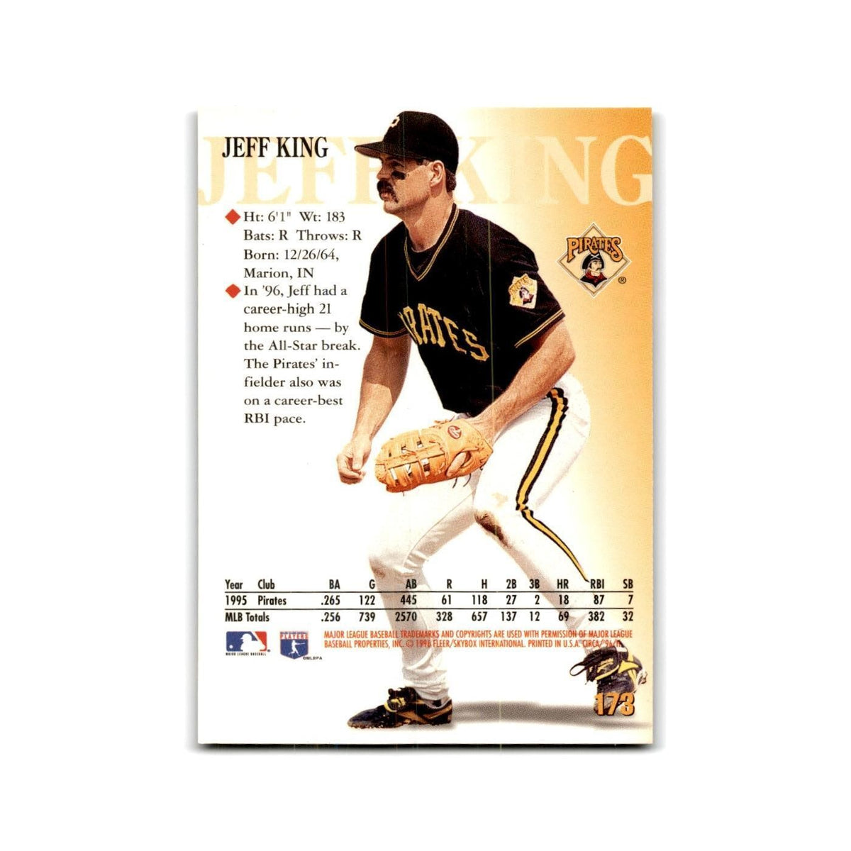 Jeff King 1996 Circa #173 Pittsburgh Pirates Baseball Card NM