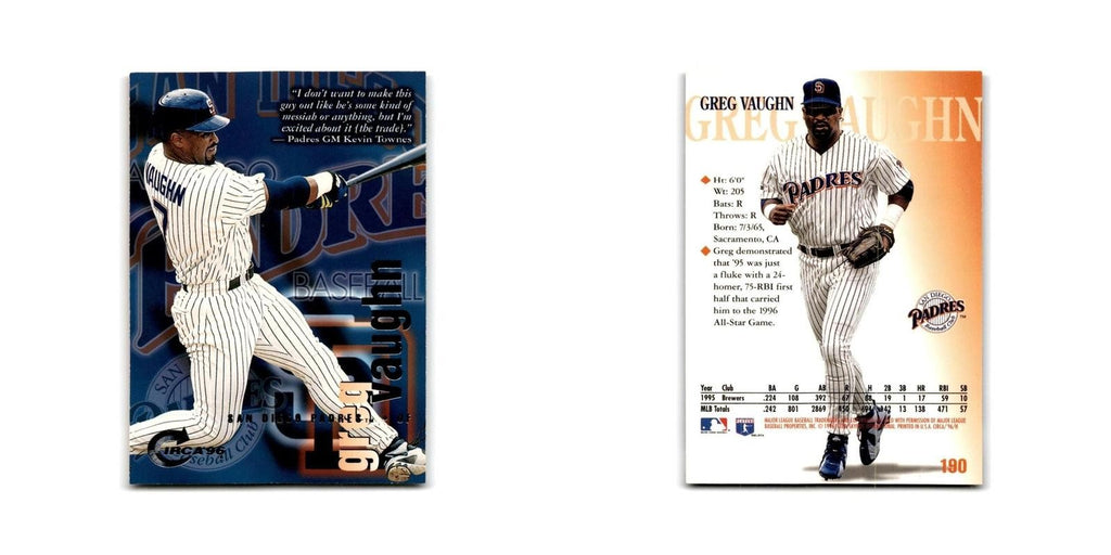 Greg Vaughn 1996 Circa #190 San Diego Padres Baseball Card NM