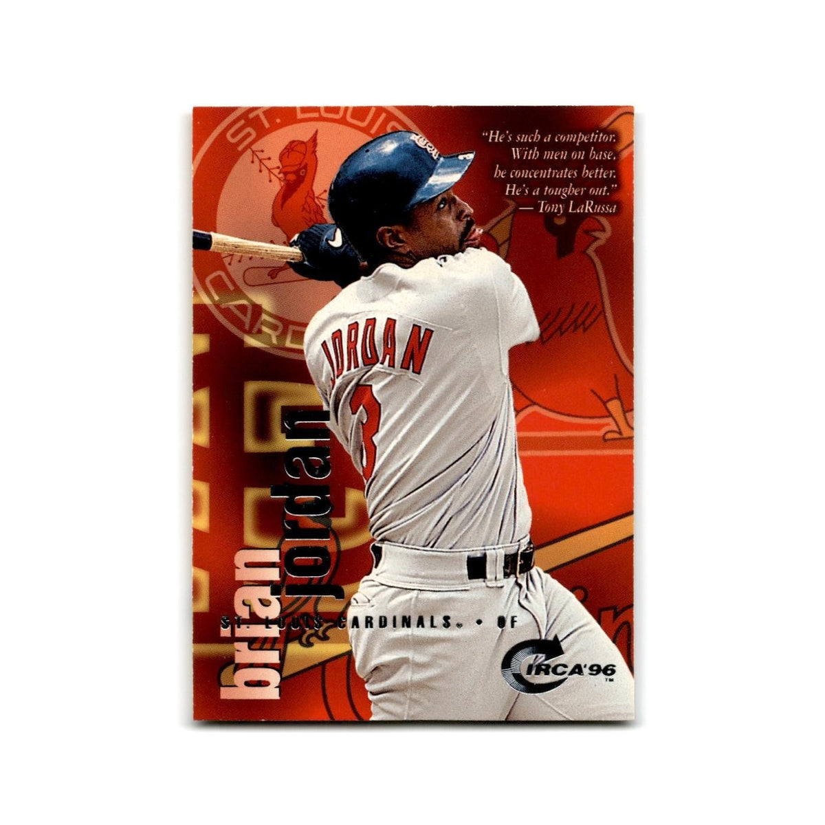 Brian Jordan 1996 Circa #177 St. Louis Cardinals Baseball Card NM