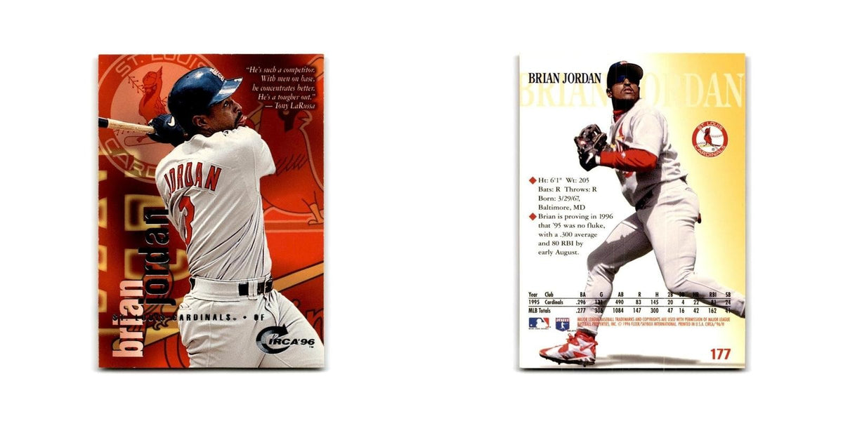 Brian Jordan 1996 Circa #177 St. Louis Cardinals Baseball Card NM