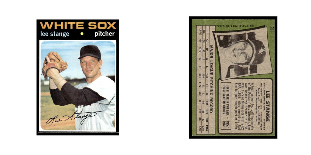 1971 Topps Baseball Card Lee Stange White Sox #311