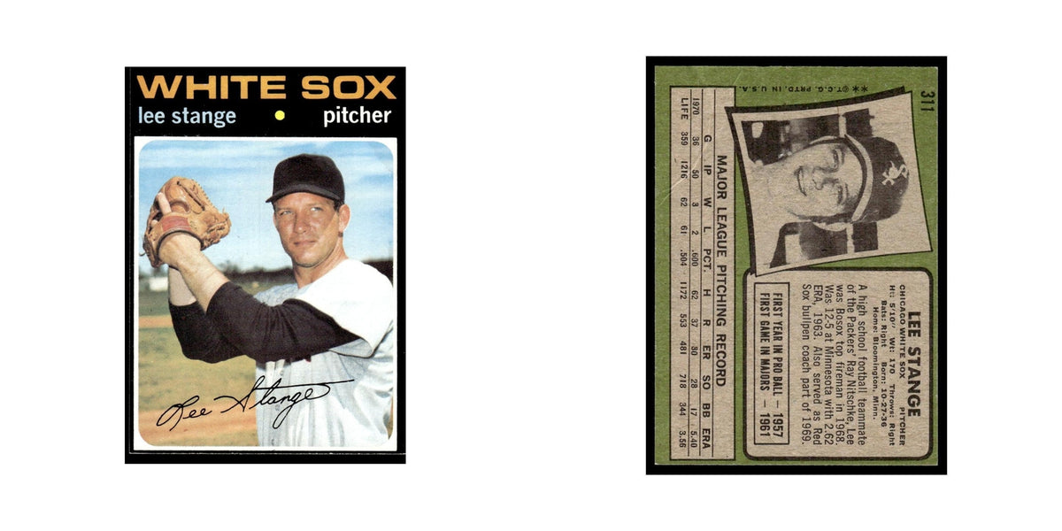 1971 Topps Baseball Card Lee Stange White Sox #311