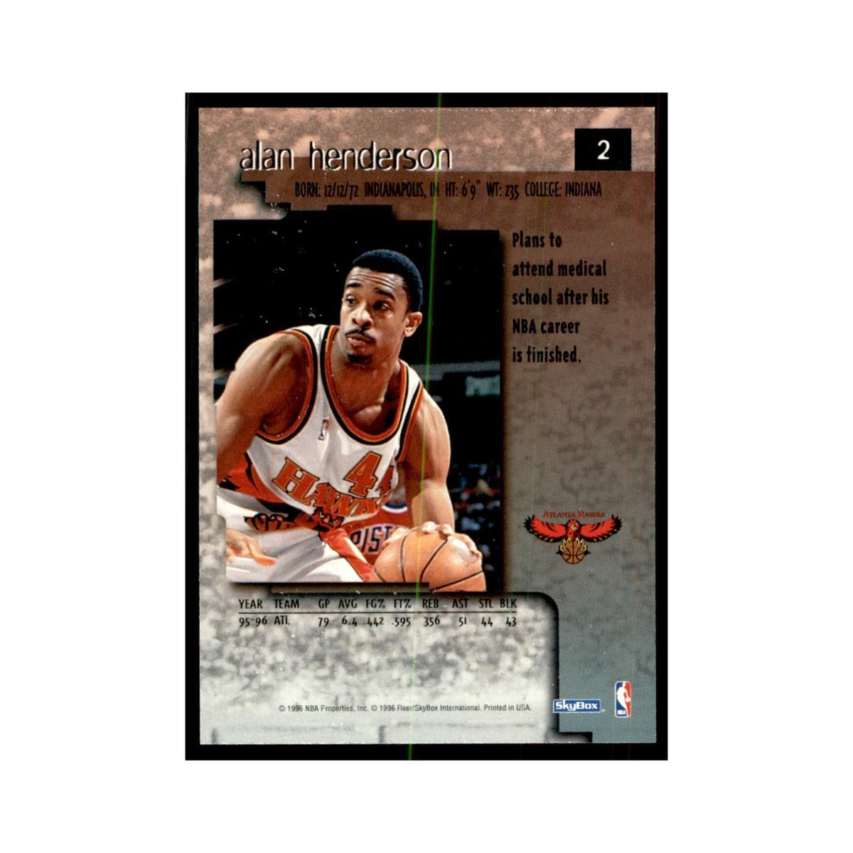 1996 SkyBox Premium Alan Henderson Basketball Cards #2